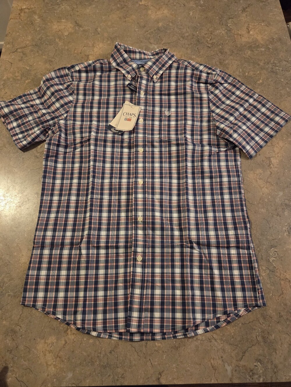 Chaps Mens Short Sleeve Button Down Size Small